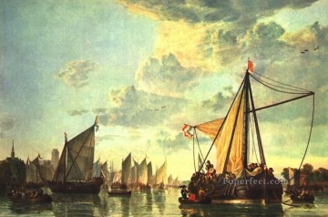  Sea Oil Painting - The Maas At Dordrecht seascape painter Aelbert Cuyp